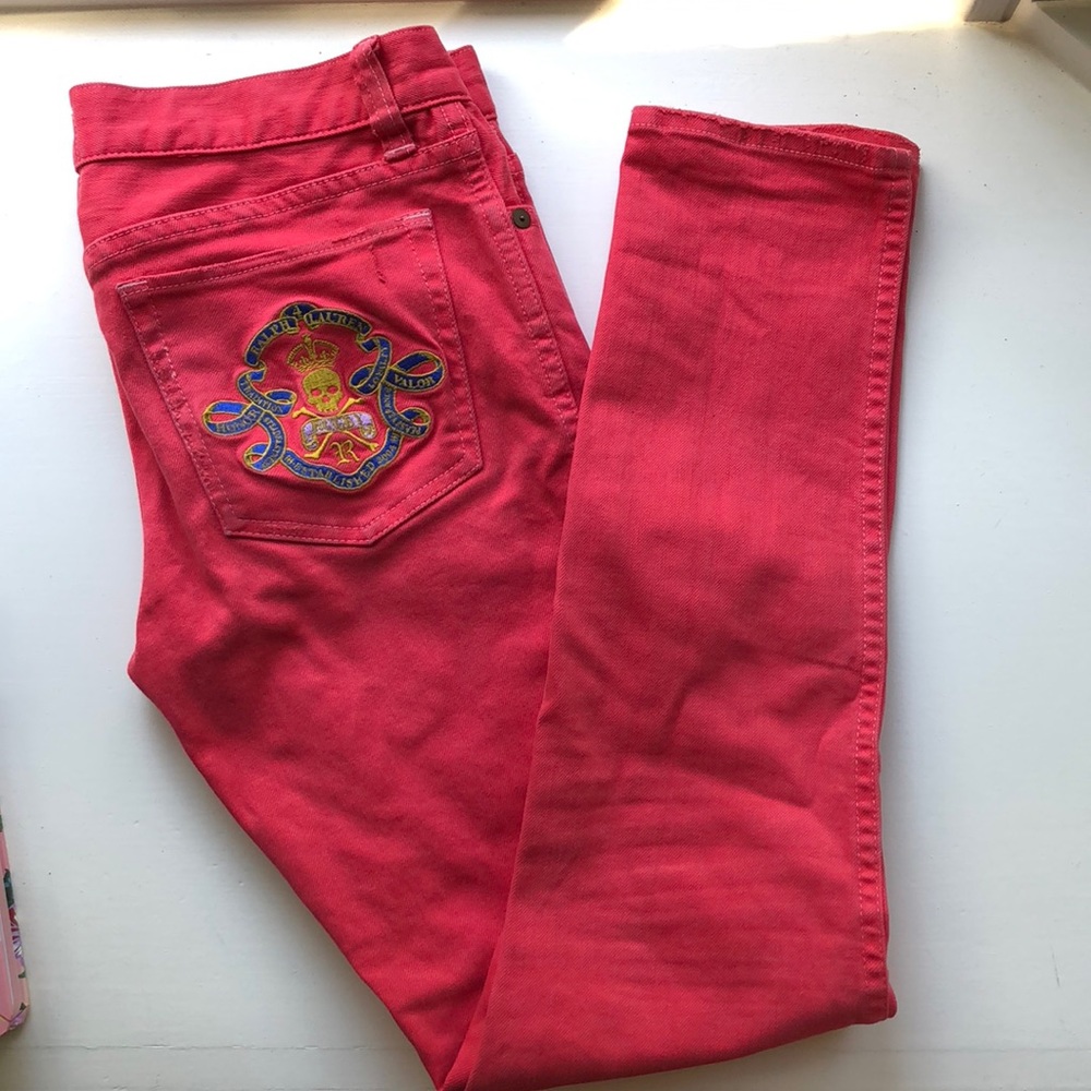Rugby Ralph Lauren Bright Red-Orange Skinny Crop
